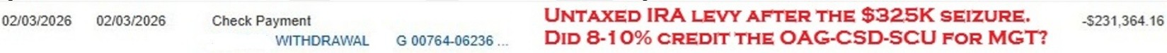 Untaxed IRA Levy After $325K Seizure Check Payment Snippet